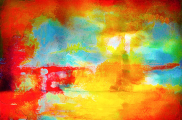Vibrant abstract painting in warm tones
