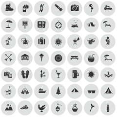 Set of forty nine travel and camping icons