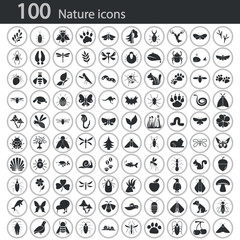 Set of one hundred nature icons