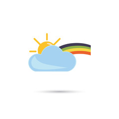 Illustration of sunny weather with rainbow icon