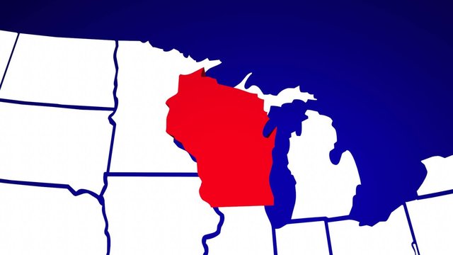 Wisconsin WI United States of America 3d Animated State Map