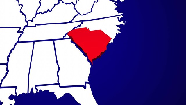 South Carolina SC United States of America 3d Animated State Map
