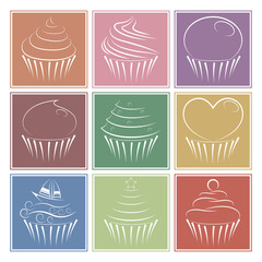 Set of Cupcake Logo and Label