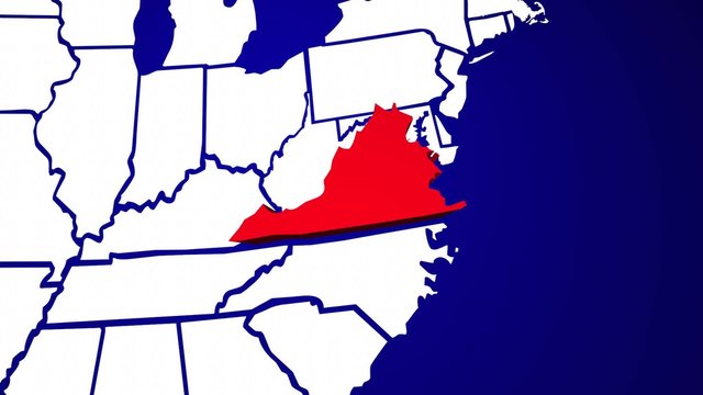 Virginia VA United States of America 3d Animated State Map