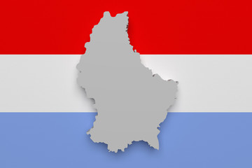Silhouette of Luxembourg map with Luxembourg  flag