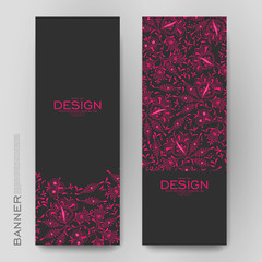 Beautiful banner vector template with floral ornament background