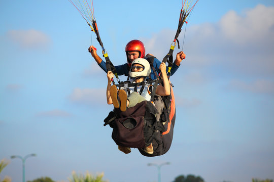 paragliding  in the mediterranean sky