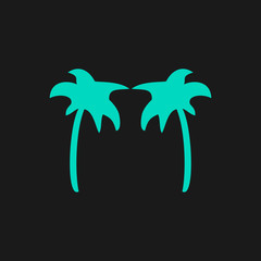 Fototapeta na wymiar Two palm trees silhouette isolated