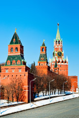 Kremlin chiming clock of the Spasskaya Tower. Moscow. Russia