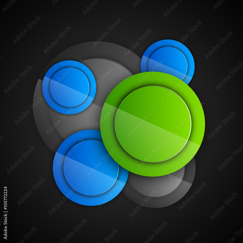 Poster abstract background with glossy circles. glossy buttons. vector
