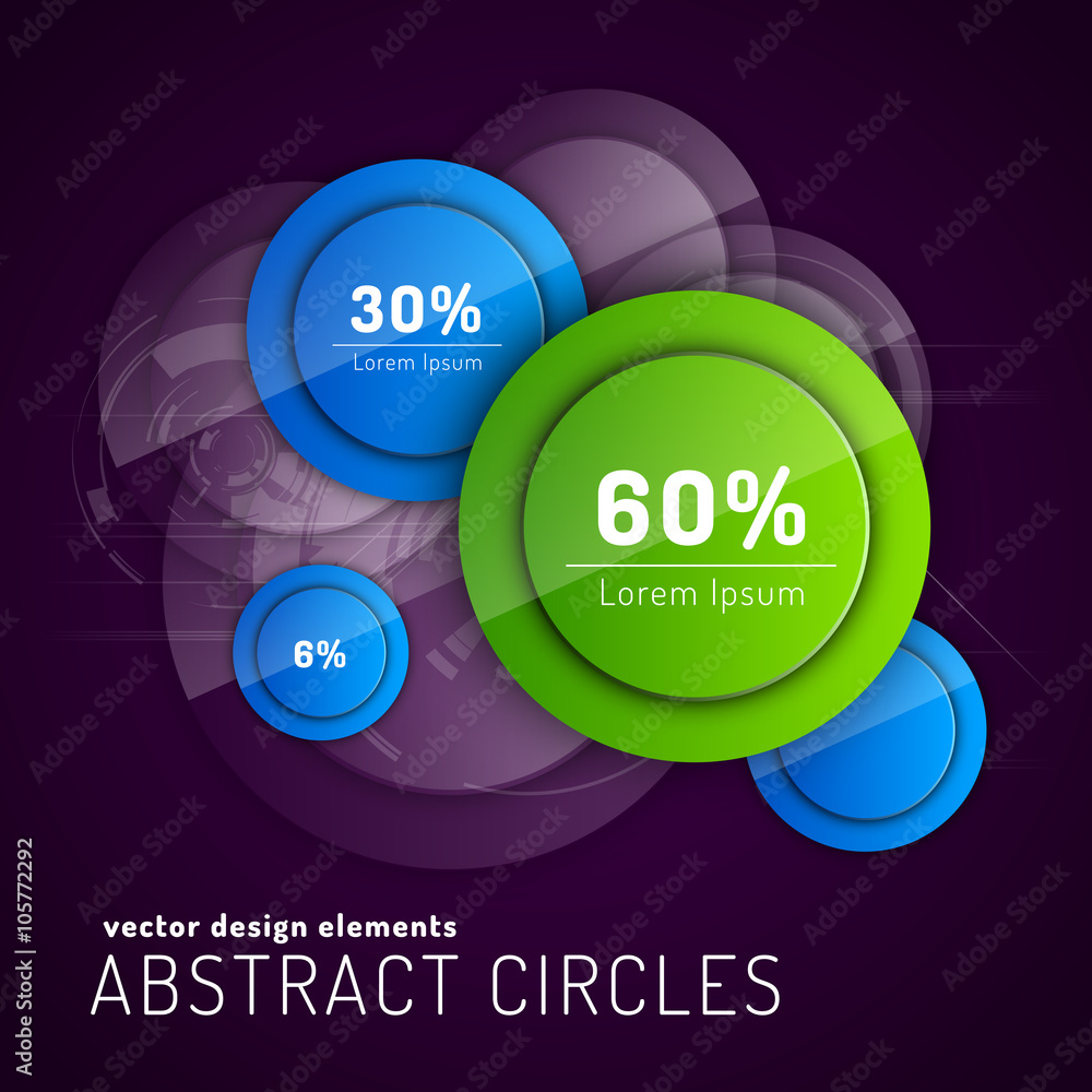 Poster abstract background with glossy circles. glossy buttons. vector