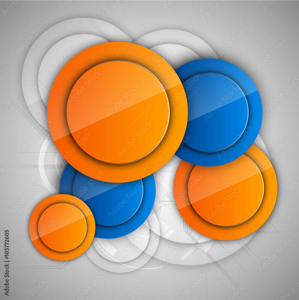 Poster abstract background with glossy circles. glossy buttons. vector