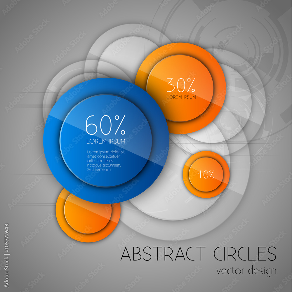 Poster abstract background with glossy circles. glossy buttons. vector
