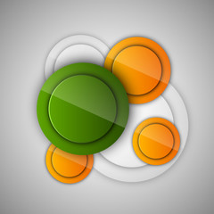 Abstract background with glossy circles. Glossy buttons. Vector
