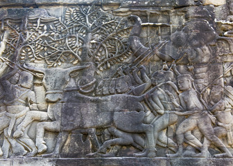 Bas relief from Ankhor Thom, Cambodia