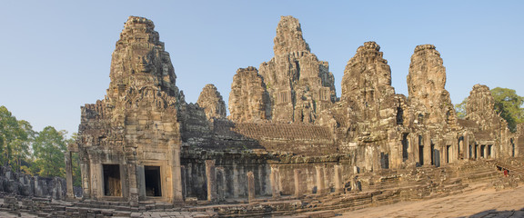 Evening light on the towers of the Bayon Temple, Ankhor Thom, Ca