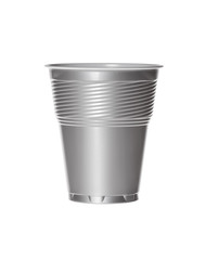 Silver plastic cup for coffe or other hit drinks.