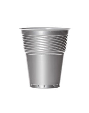 Silver plastic cup for coffe or other hit drinks.