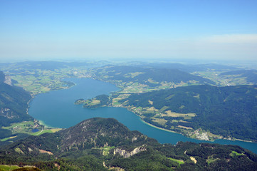 View of the Austrian Alps and the lake, St. Wolfgang, mountain S