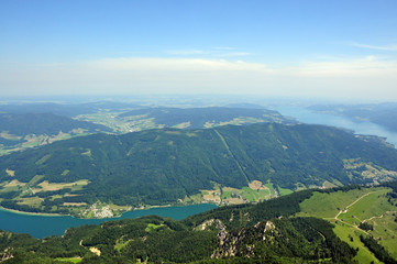 View of the Austrian Alps and the lake, St. Wolfgang, mountain S