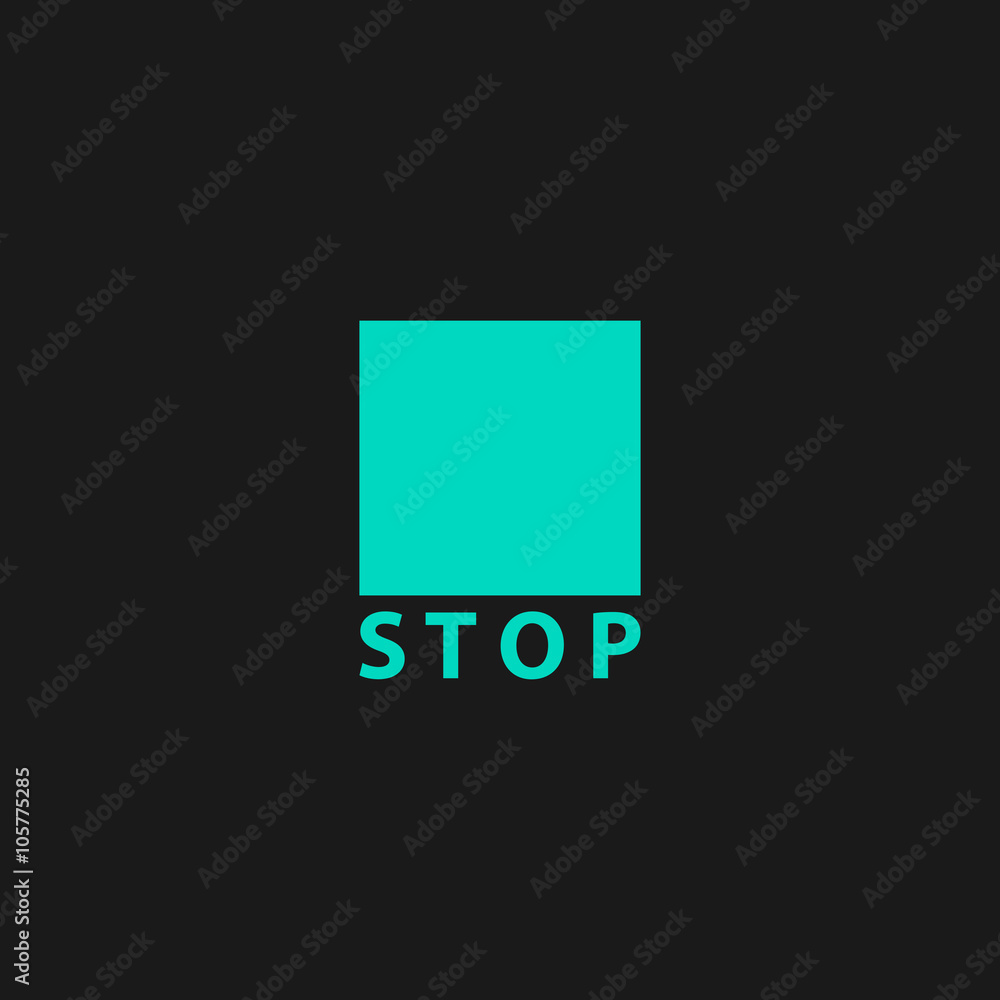 Poster stop button vector icon. flat design style