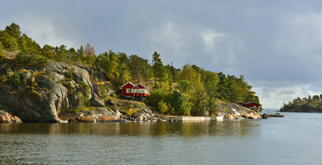 Obraz premium Helsinki, Finland. House on rocks