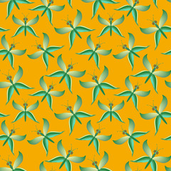 Pattern with green butterflies