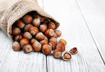 organic hazelnuts in bag