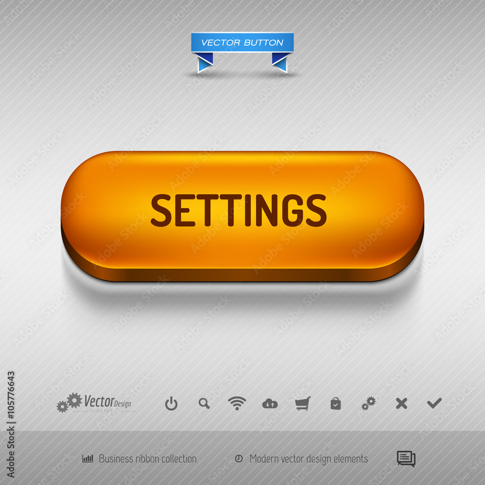 Poster orange button for webdesign or app. vector design elements.