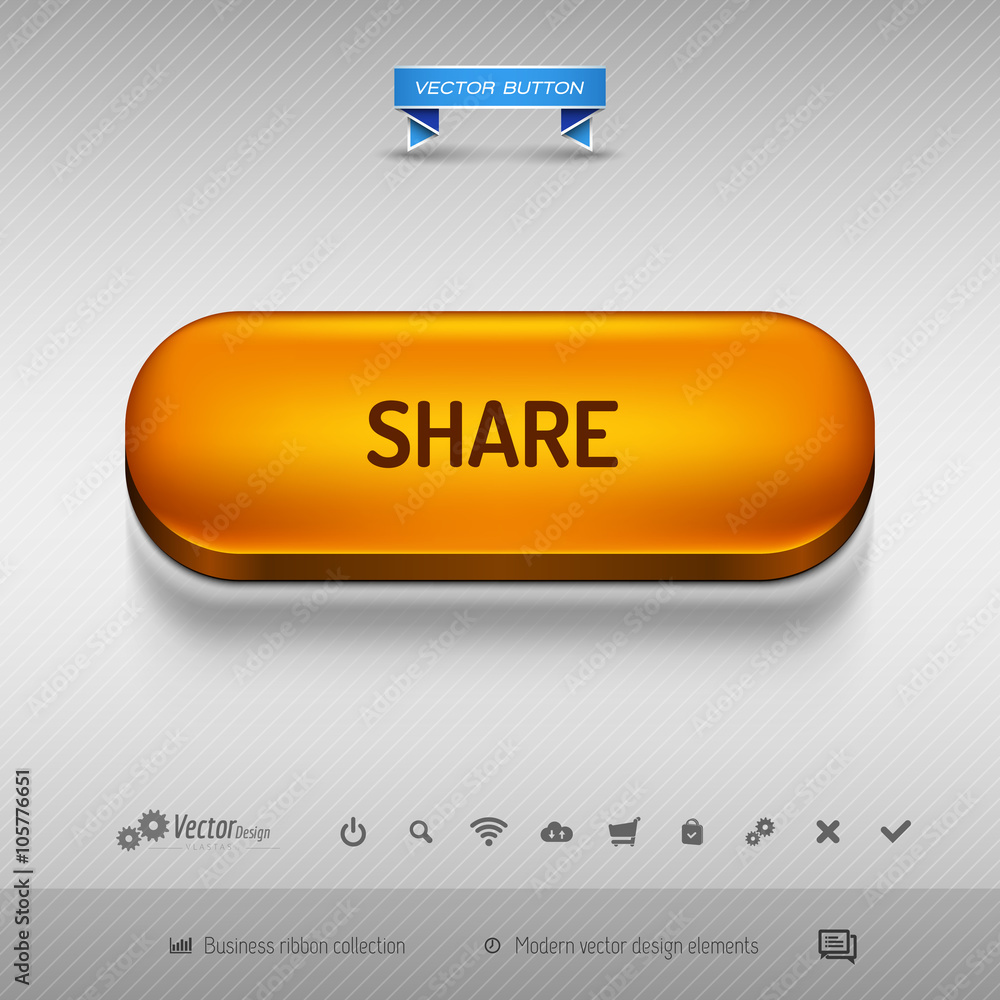 Poster orange button for webdesign or app. vector design elements.