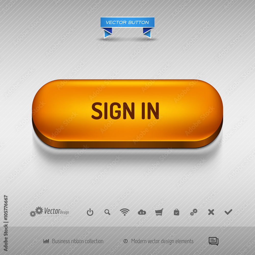 Poster orange button for webdesign or app. vector design elements.