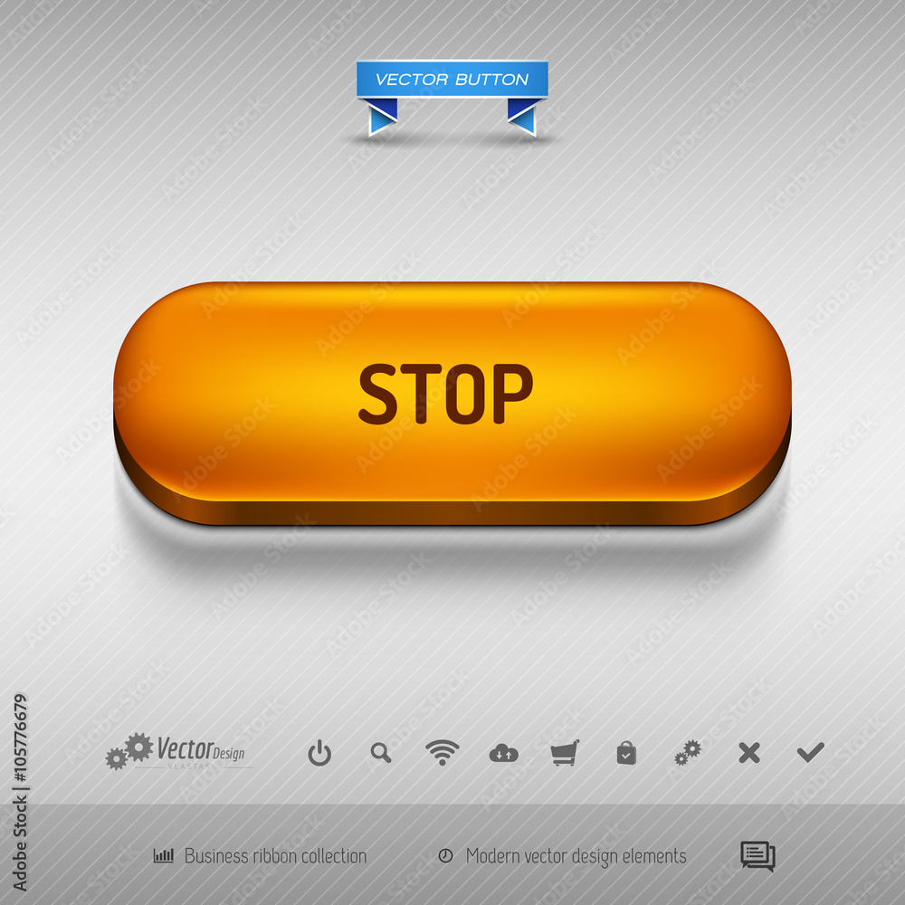 Poster orange button for webdesign or app. vector design elements.