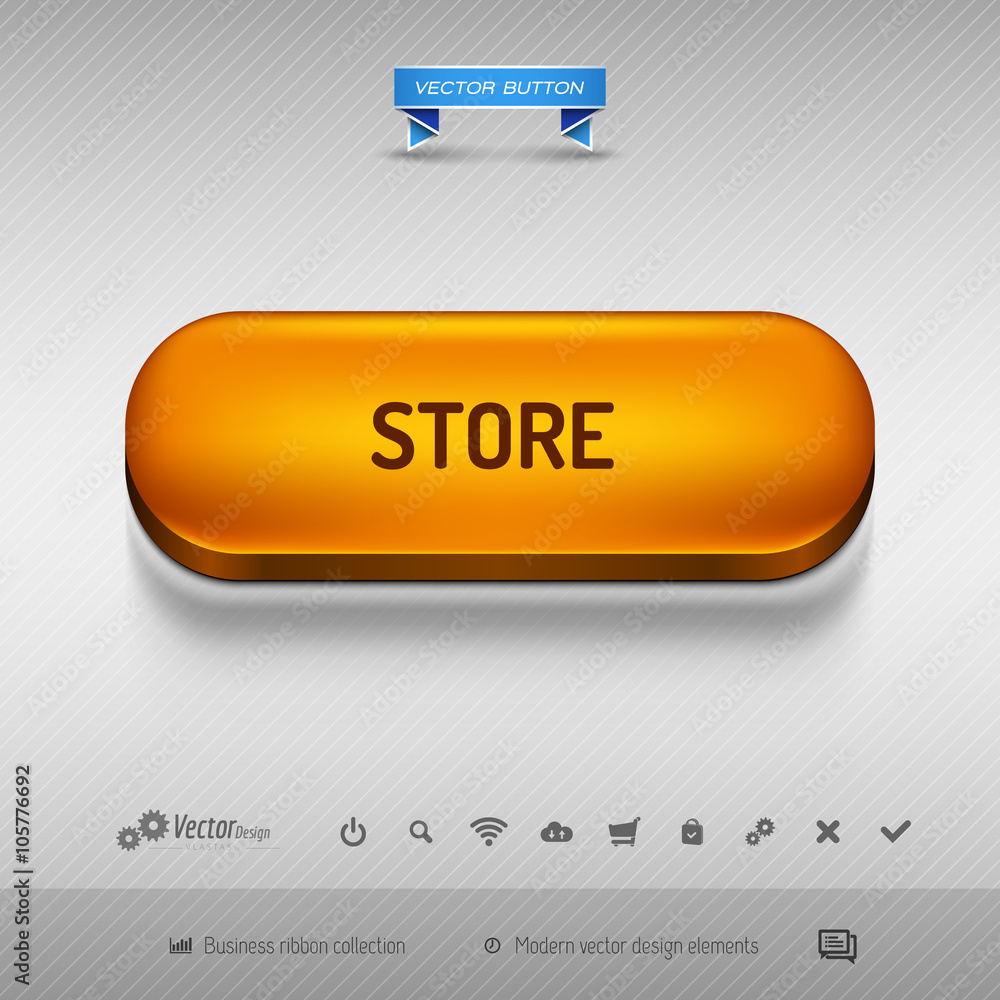 Poster orange button for webdesign or app. vector design elements.