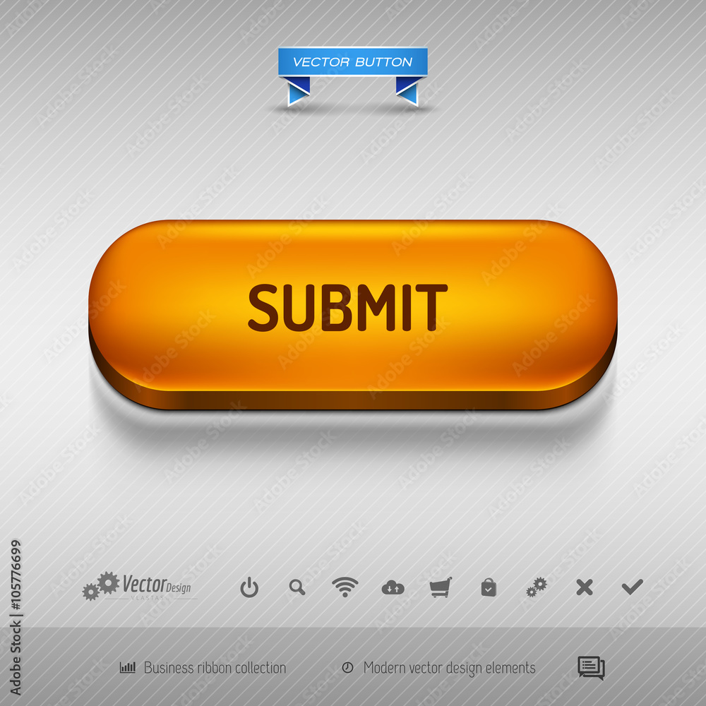 Poster orange button for webdesign or app. vector design elements.