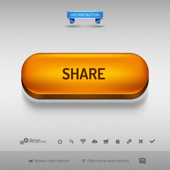 Orange button for webdesign or app. Vector design elements.