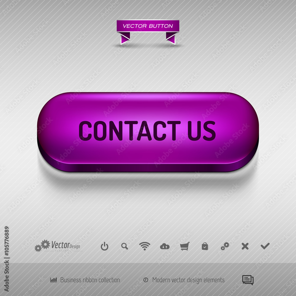 Aufkleber purple button for webdesign or app. vector design elements.