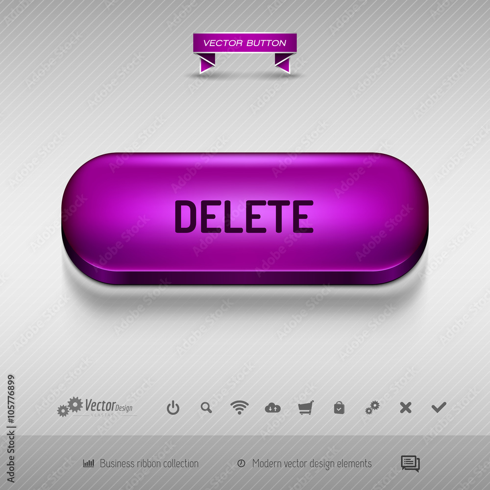 Aufkleber purple button for webdesign or app. vector design elements.