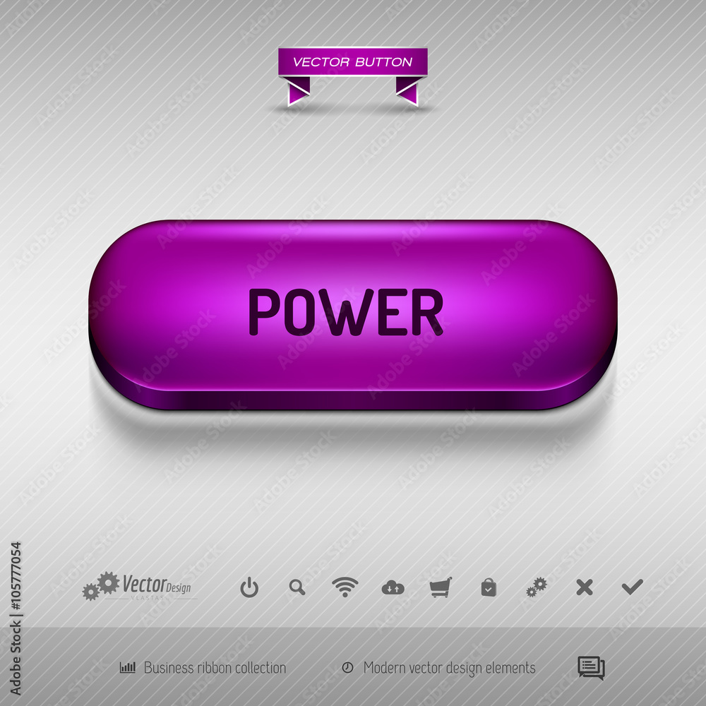 Aufkleber purple button for webdesign or app. vector design elements.