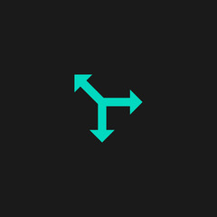 Three-way direction arrow