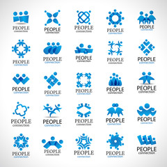 People Connection Icons Set-Isolated On Gray Background-Vector Illustration,Graphic Design Editable For Your Design.Collection Of Happy People,Unity Sign Connected.