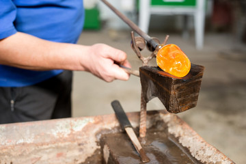 Handmade figures of melted glass