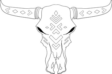 Hand drawn Buffalo Skull Native American Totem