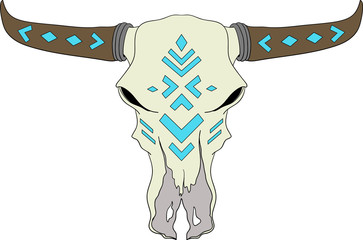 Hand drawn Buffalo Skull Native American Totem
