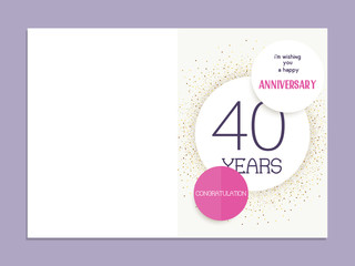 40th anniversary decorated greeting card template.