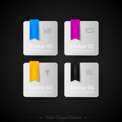 Business stickers on the gray background. Vector design elemnts.