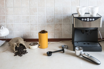 preparation of homemade espresso