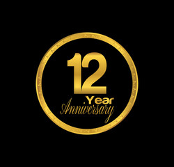 Fototapeta premium 12 anniversary with black golden ring 