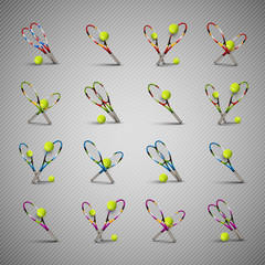 Vector tennis symbols as design elements, tennis balls, tennis r