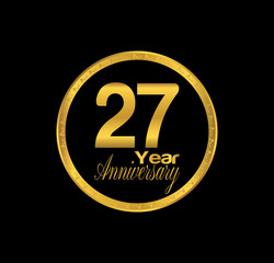 Fototapeta premium 27 anniversary with black golden ring 