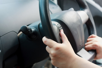 Female driving car